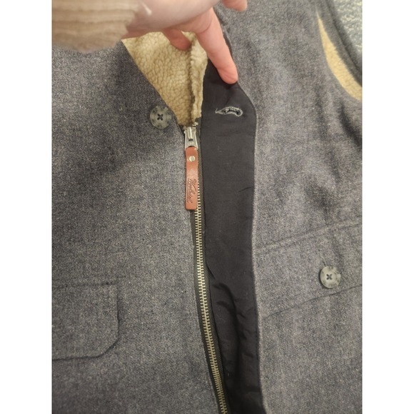 Woolrich Mens‎ Sherpa Lined Vest Dark Gray Full Zip Pockets Size L Barn Core Vtg - Picture 5 of 10